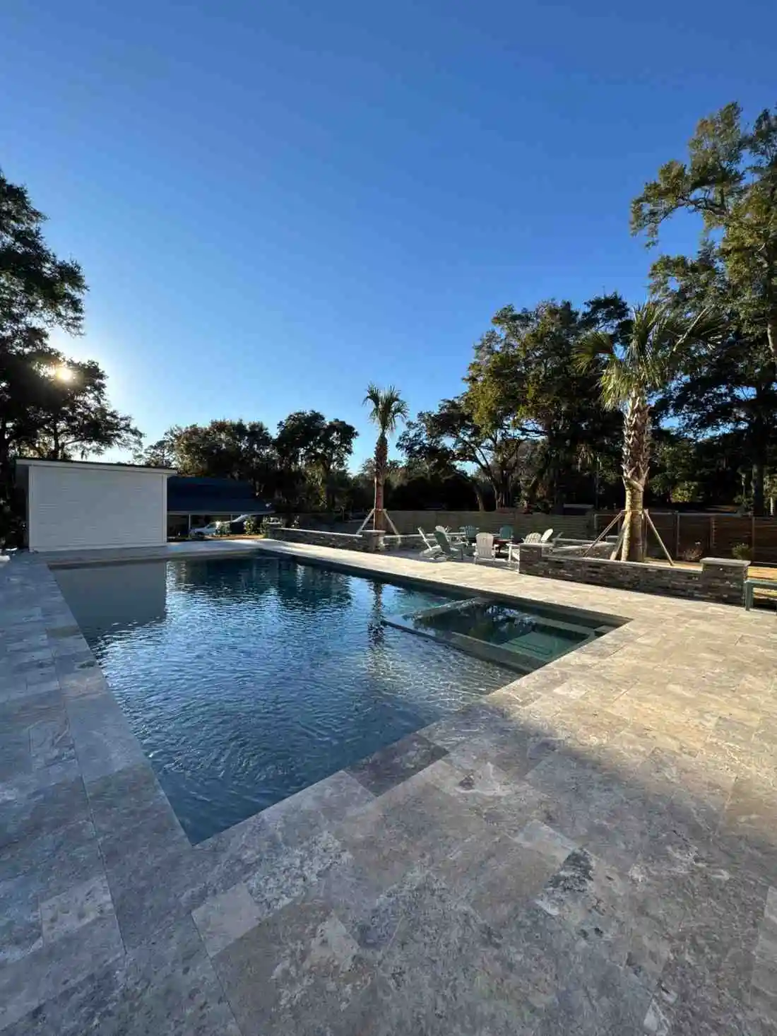 Custom pool in Charleston SC with hardscape
