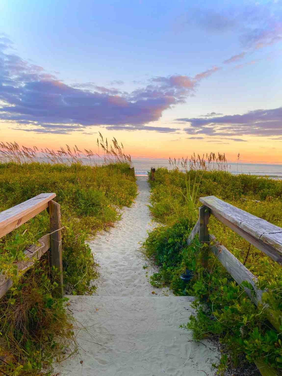 Pathway leading to a beach sunset Isle-of-Palms